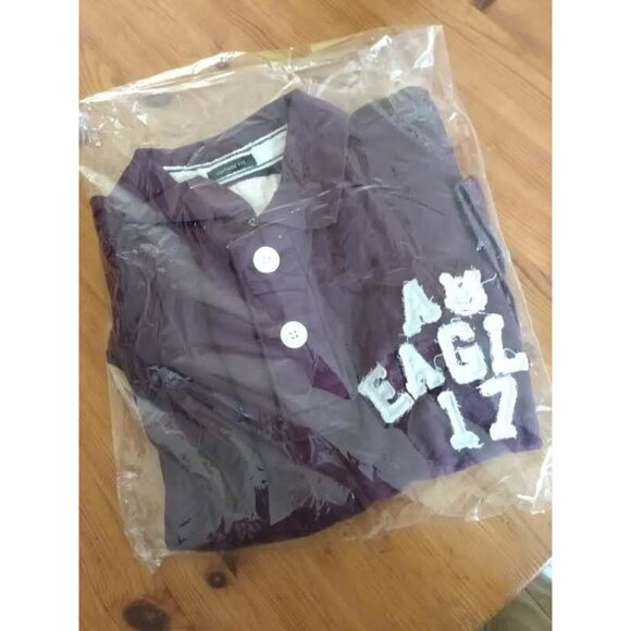 SM (Small) American Eagle Outfitters Purple & White Top Button Front Shirt - Picture 3 of 3